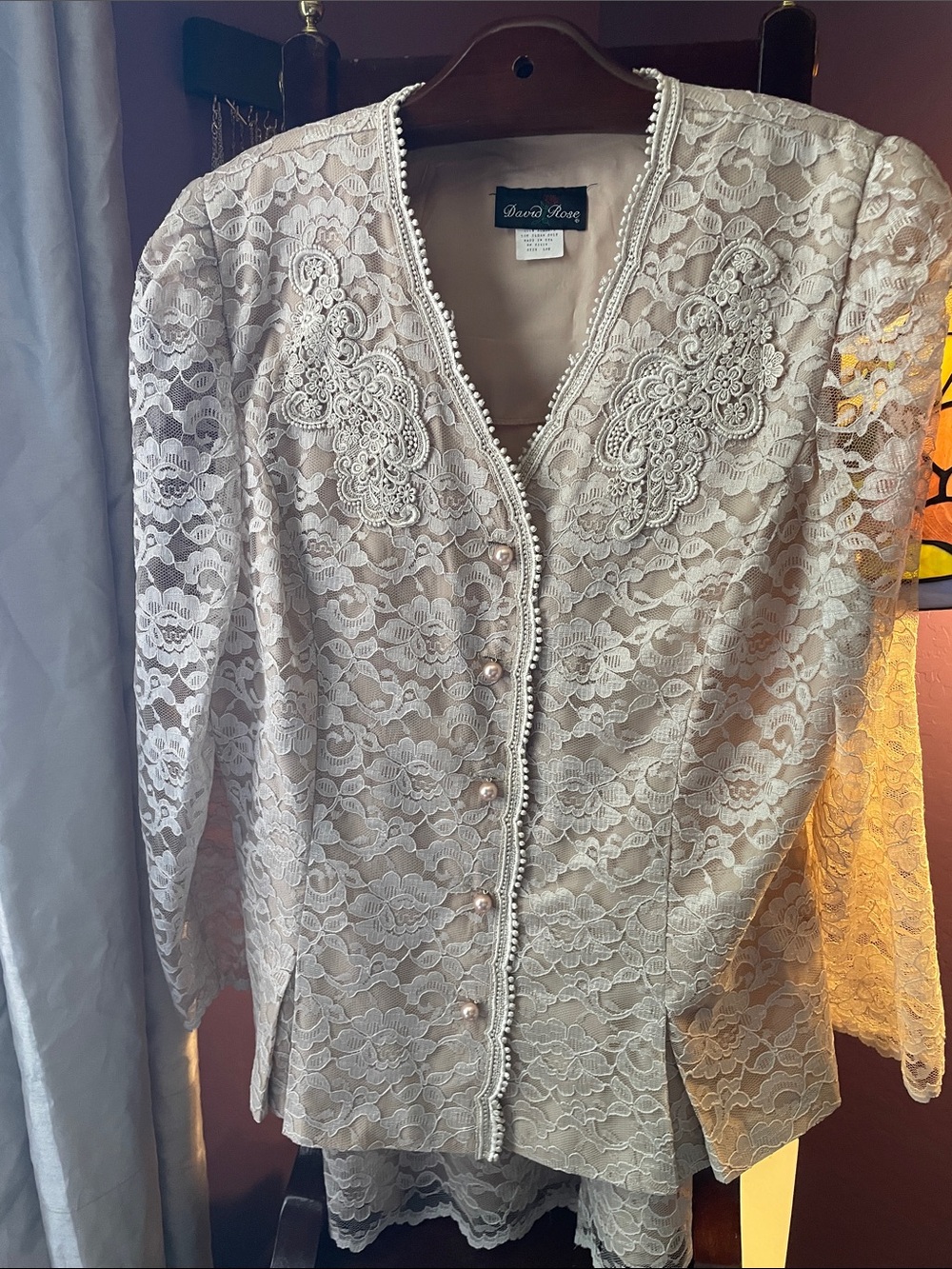 VTG DAVID ROSE LACE MOTB DRESS - Picture 4 of 17